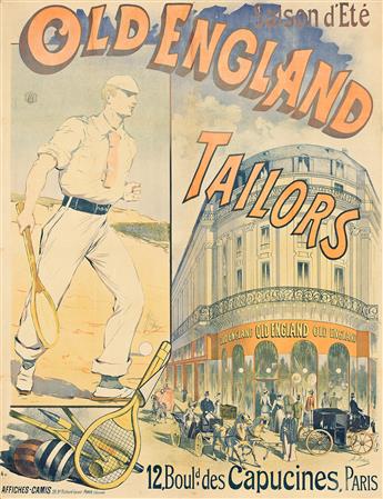 ALBERT GUILLAUME (1873-1942) & A. MICHELE (DATES UNKNOWN). OLD ENGLAND TAILORS. 1891. 50x38 inches, 127x96½ cm. Affiches-Camis, Paris.           